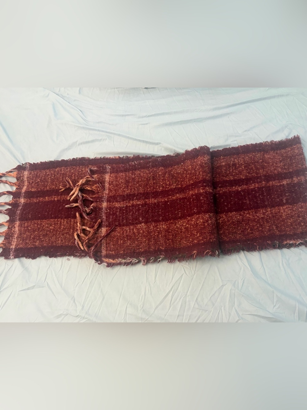 Rust Striped Woven Throw Blanket -